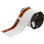 Чувствительный к металлодетекторам полиэстер ToughWash B30C-4000-854-WARN, легенда: WARNING чёрно/оранжевая, белый, 101,60 мм * 15,24 м (BBP31/33/35/37)