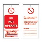 Предупреждающая бирка, легенда "DANGER This tag and lock to be removed only by person shown on back", 50 × 110 мм, 10 шт.