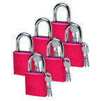 Замок алюминиевый Brady алюминевый с дужкой 25 мм, красный, 6 шт
