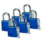 Замок алюминиевый Brady алюминевый с дужкой 25 мм, синий, 6 шт