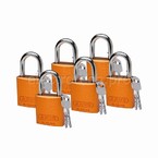 Замок алюминиевый Brady алюминевый с дужкой 25 мм, оранжевый, 6 шт