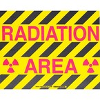 Наполная самоклеющаяся табличка с надписью "Radiation Area", материал В-534, цвет черный и маджента на желтом, размер 355,6 мм