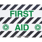 Наполная самоклеющаяся табличка с надписью "FIRST AID ", материал В-534, цвет черный и зеленый на белом, размер 355,6 мм
