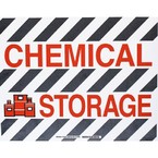 Наполная самоклеющаяся табличка с надписью "Chemical Storage", материал В-534, цвет черный и красный на белом, размер 355,6 мм