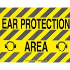 Наполная самоклеющаяся табличка с надписью "Ear Protection Area", материал В-534, цвет черный на желтом, размер 355,6 мм