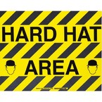 Наполная самоклеющаяся табличка с надписью "Hard Hat Area", материал В-534, цвет черный на желтом, размер 355,6 мм