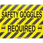 Наполная самоклеющаяся табличка с надписью "Safety Goggles required", материал В-534, цвет черный на желтом, размер 355,6 мм