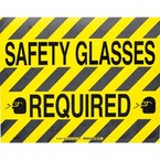 Наполная самоклеющаяся табличка с надписью "Safety Glasses Required", материал В-534, цвет черный на желтом, размер 355,6 мм