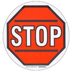 Наполная самоклеющаяся табличка с надписью "Stop", материал В-534, цвет черный и красный на белом, диаметр 431,8 мм