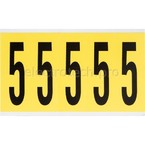 Цифра 5 Brady 5,25 карт, черный на желтом, 5 шт, 44x127 мм, Нейлон, b-499