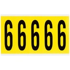 Цифра 6 Brady 6,25 карт, черный на желтом, 5 шт, 44x127 мм, Нейлон, b-499