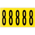 Цифра 8 Brady 8,25 карт, черный на желтом, 5 шт, 44x127 мм, Нейлон, b-499