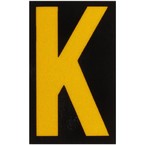 Буква K светоотражающая Brady, желтый на черном, 42x72 мм, b-946, Винил, 25 шт.