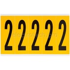 Цифра 2 Brady, черный на желтом, 5 шт, 44x127 мм, 25 шт.