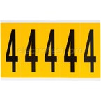 Цифра 4 Brady, черный на желтом, 5 шт, 44x127 мм, 25 шт.