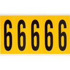 Цифра 6 Brady, черный на желтом, 5 шт, 44x127 мм, 25 шт.