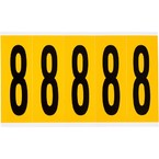 Цифра 8 Brady, черный на желтом, 5 шт, 44x127 мм, 25 шт.