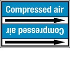 Стрелка для маркировки трубопровода, легенда "High Pressure Air", материал B-7529, белый на синем, 100 мм × 33 м, высота букв 13 мм, 220 шт.