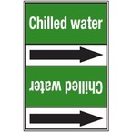 Стрелка для маркировки трубопровода, легенда "Chlorted Water", материал B-7529, белый на зеленом, 100 мм × 33 м, высота букв 13 мм, 220 шт.