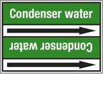 Стрелка для маркировки трубопровода, легенда "Condensate Water Supply", материал B-7529, белый на зеленом, 100 мм × 33 м, высота букв 13 мм, 220 шт.