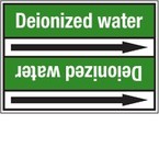 Стрелка для маркировки трубопровода, легенда "Distilled Water", материал B-7529, белый на зеленом, 100 мм × 33 м, высота букв 13 мм, 220 шт.