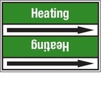 Стрелка для маркировки трубопровода, легенда "Heating Supply", материал B-7529, белый на зеленом, 100 мм × 33 м, высота букв 13 мм, 220 шт.