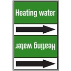 Стрелка для маркировки трубопровода, легенда "Hot Water Return", материал B-7529, белый на зеленом, 100 мм × 33 м, высота букв 13 мм, 220 шт.