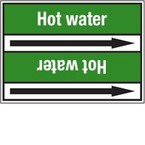 Стрелка для маркировки трубопровода, легенда "Hot Water Supply", материал B-7529, белый на зеленом, 100 мм × 33 м, высота букв 13 мм, 220 шт.