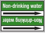 Стрелка для маркировки трубопровода, легенда "Polluted Water", материал B-7529, белый на зеленом, 100 мм × 33 м, высота букв 13 мм, 220 шт.