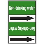 Стрелка для маркировки трубопровода, легенда "Primary Water", материал B-7529, белый на зеленом, 100 мм × 33 м, высота букв 13 мм, 220 шт.