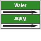 Стрелка для маркировки трубопровода, легенда "Acetaldehyde F+ Xn", материал B-7529, белый на коричневом, 127 мм × 33 м, высота букв 13 мм, 220 шт.
