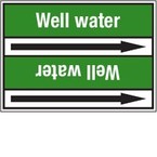 Стрелка для маркировки трубопровода, легенда "Chloromethane F+ Xn", материал B-7529, белый на коричневом, 127 мм × 33 м, высота букв 13 мм, 220 шт.