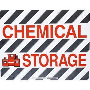 Табличка напольная chemical storage Brady наполная самоклеющаяся с надписью,материал в-534,цвет и размер 355,6 мм, красный на белом,черный