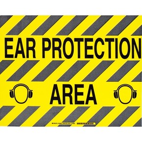 Табличка напольная ear protection area Brady наполная самоклеющаяся с надписью,материал в-534,цвет размер 355,6 мм, черный на желтом