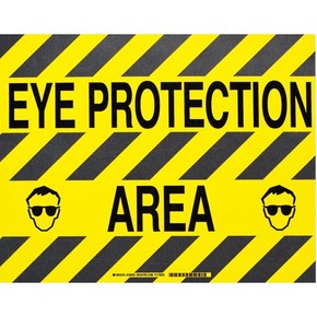 Табличка напольная eye protection area Brady наполная самоклеющаяся с надписью,материал в-534,цвет размер 355,6 мм, черный на желтом