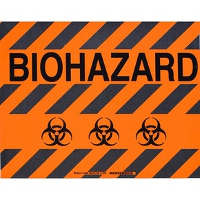 Табличка напольная biohazard Brady наполная самоклеющаяся с надписью,материал в-534,размер, черный на оранжевом, 355.6x457.2 мм
