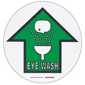 Табличка напольная eye wash Brady наполная самоклеющаяся с надписью,материал в-534,цвет и мм, зеленый на белом,черный, 431.8