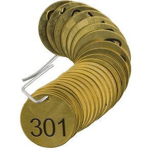 Бирки для маркировки клапанов пронумерованные Brady 301-325, 38 мм, латунь, 25 шт