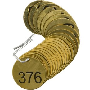 Бирки для маркировки клапанов пронумерованные Brady 376-400, 38 мм, латунь, 25 шт