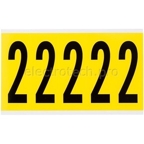 Цифра 2 Brady 2,25 карт, черный на желтом, 5 шт, 44x127 мм, Нейлон, b-499