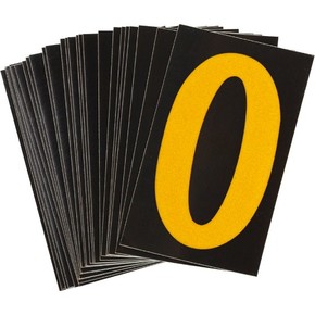 Цифра 0 светоотражающая Brady, желтый на черном, 42x72 мм, b-946, Винил, 25 шт.