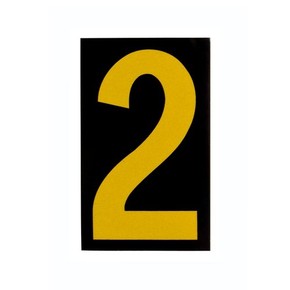 Цифра 2 светоотражающая Brady, желтый на черном, 42x72 мм, b-946, Винил, 25 шт.