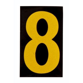 Цифра 8 светоотражающая Brady, желтый на черном, 42x72 мм, b-946, Винил, 25 шт.