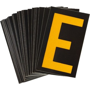 Буква E светоотражающая Brady, желтый на черном, 42x72 мм, b-946, Винил, 25 шт.