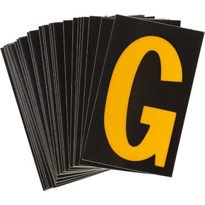 Буква G светоотражающая Brady, желтый на черном, 42x72 мм, b-946, Винил, 25 шт.