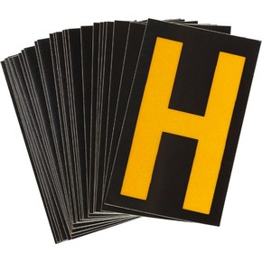 Буква H светоотражающая Brady, желтый на черном, 42x72 мм, b-946, Винил, 25 шт.