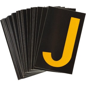 Буква J светоотражающая Brady, желтый на черном, 42x72 мм, b-946, Винил, 25 шт.