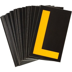 Буква L светоотражающая Brady, желтый на черном, 42x72 мм, b-946, Винил, 25 шт.