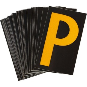 Буква P светоотражающая Brady, желтый на черном, 42x72 мм, b-946, Винил, 25 шт.