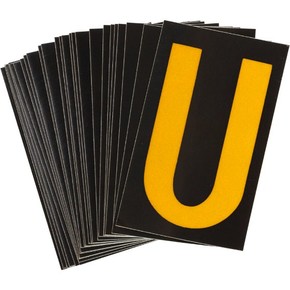 Буква U светоотражающая Brady, желтый на черном, 42x72 мм, b-946, Винил, 25 шт.